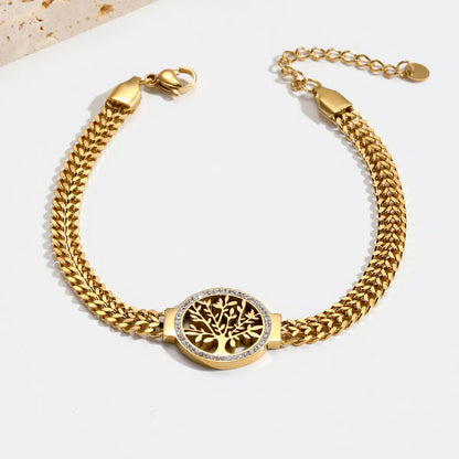 Bracelet Arbre de Vie – Acier Inoxydable Plaqué Or 18 carats