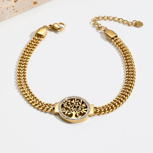 Bracelet Arbre de Vie – Acier Inoxydable Plaqué Or 18 carats