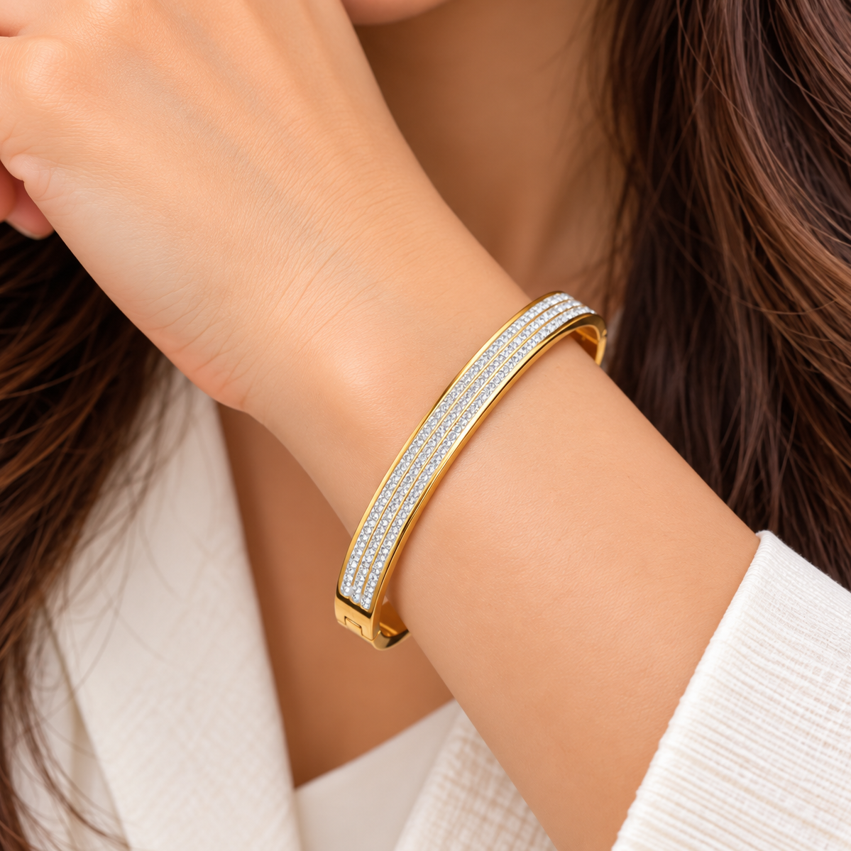 Triple layer zircon bangle