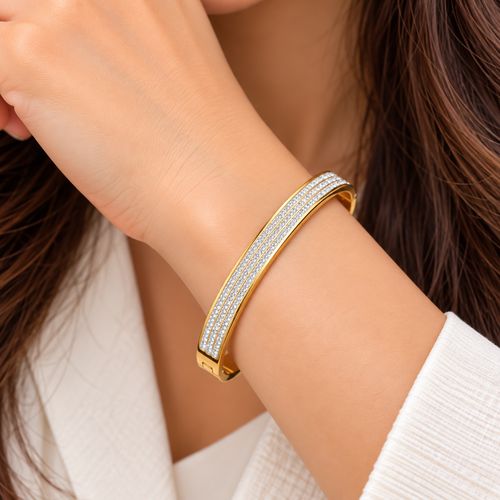 Triple layer zircon bangle