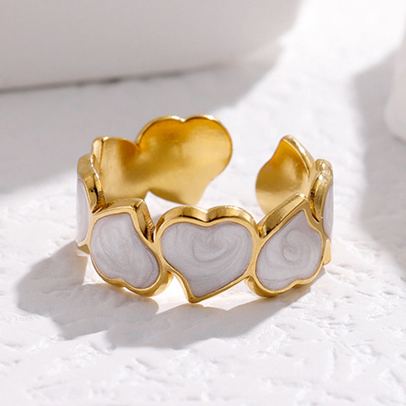 Pearl Heart Glow Ring – 18K Gold Plated Adjustable Statement Ring