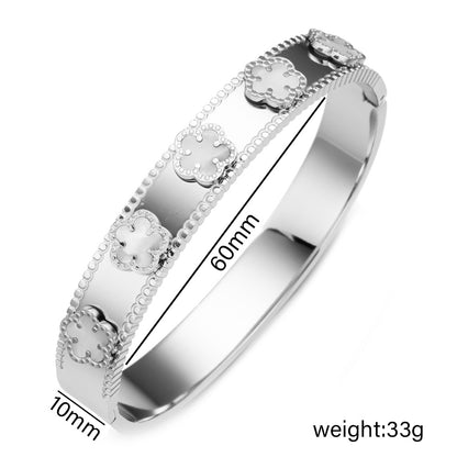 Bracelet Trèfle Lumineux – Acier Inoxydable Plaqué Or 18K