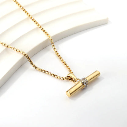 Collier pendentif en zircon avec bâtonnet en bois, luxe minimaliste