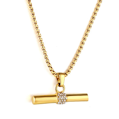 Collier pendentif en zircon avec bâtonnet en bois, luxe minimaliste