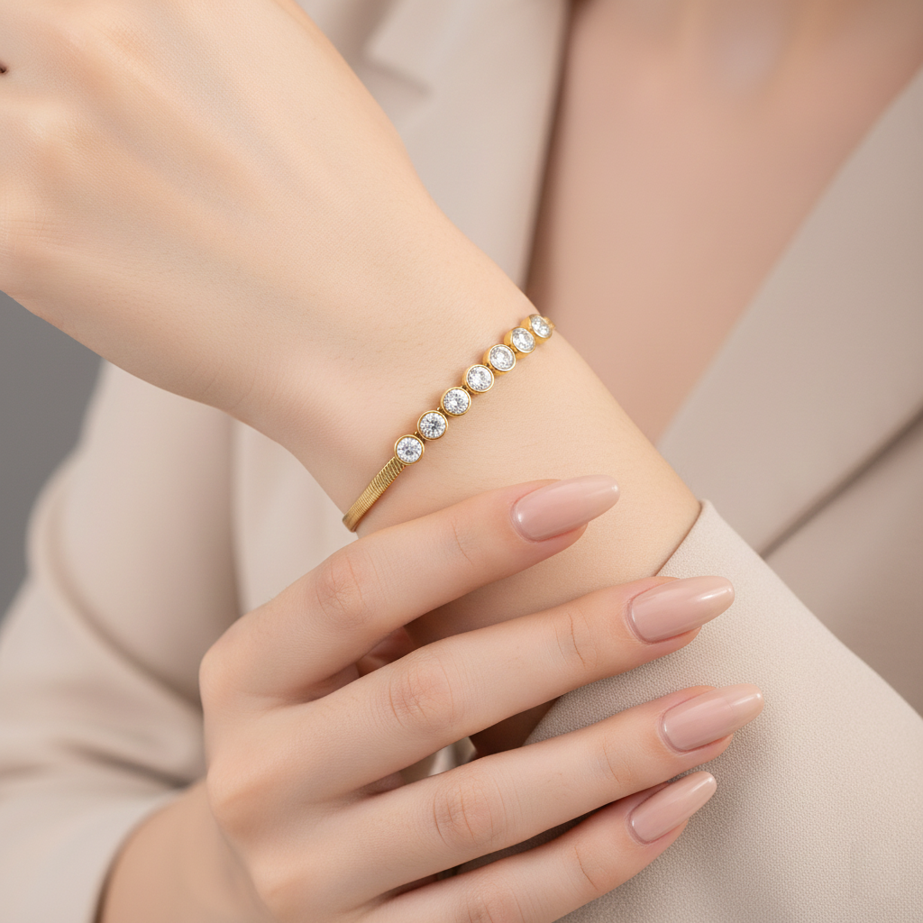 Bracelet chaîne halo en zircon