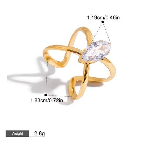 Starlight Zircon Ring – 18K Gold Plated Adjustable Statement Ring